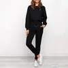 Conjunto Esportivo Feminino Amazon Transfronteiriço Europeu e Americano Outono Casual Simples com Blusa de Manga Longa e Calça Jogger em Estoque