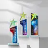 Troféu de cristal colorido, item comemorativo, gravação impressionante, medalha de premiação para funcionários de destaque, troféu criativo e de alta qualidade, impressão colorida