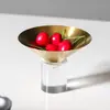 Lujo Ligero Base Cilíndrica de Cristal Plato de Fruta Adornos Mesa de Café Mesa de Comedor Bocadillos Fruta Seca Arte Embudo de Cuerno Decoraciones de Cuenco