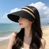 Sombrero de Paja de Ala Ancha para Mujer con Protección Solar para Exteriores Verano Versátil Cubre Rostro Protección UV Hace que la Cara Parezca Más Pequeña Sombra Solar para Viajes Sombrero de Sol