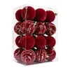 Nova bola de Natal atacado transfronteiriço decoração de árvore de Natal pintada com flocado vermelho