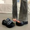 Sandalias de Plataforma de Suela Gruesa para Mujer 2025 Nuevas Versátiles Chanclas de Mezclilla Sandalias Romanas Deportivas Moda Europea Zapatos para Mujer que Aumentan la Altura