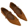 Zapatos Planos Mary Jane Puntiagudos Wanwanfeng para Mujer Primavera Otoño Retro Gamuza Correas Finas Cruzadas Ligeros Transpirables Zapatos de Mujer