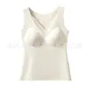 Ropa interior térmica ligera de acilnylon con forro polar, camisola de encaje de lyocell con copas fijas, calentador de vientre térmico cepillado para mujer