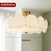 Lámpara de Techo de Vidrio Blanco Crema Media Antigua para Sala de Estar Estilo Nórdico Simple Moderno Francés Lámpara Dorada para Dormitorio para Comedor Principal