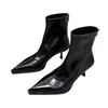 Botines de Tacón Alto Europeos y Americanos con Retazos Color Nude Botas Adelgazantes Botines Marrones Retro Botines de Tacón Alto Apuntados Nuevos Otoño/Invierno 2026 para Mujer