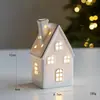 Decoración Navideña Estilo Escandinavo Casa Luminosa de Cerámica Adornos de Escritorio Adornos de Escena Festiva Regalos de Navidad