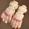 Luvas de Ciclismo com Tela Sensível ao Toque de Dedo Inteiro para Mulheres no Inverno, Quentes e de Veludo, Espessadas e à Prova de Frio, Moto Elétrica, Esqui, Impermeáveis