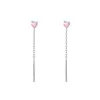 Pendientes de Corazón Coloridos de Plata de Ley S999 para Mujer 2025 Diseño Largo de Nicho Sentido del Diseño Elegantes Versátiles Pendientes que No se Enganchan