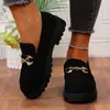 Mocassins de Couro de Tamanho Grande Transfronteiriços Nova Coleção Primavera 2026 Sapatos Femininos Mocassins Leves com Solado Grosso e Salto Bloco