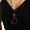 Colgante de Círculo de Perlas Geométricas Largas Estilo Europeo y Americano Transfronterizo Nuevo Estilo Chino Cadena de Suéter para Mujer con Cuerda Trenzada Antigua