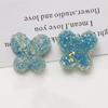 Brincos de borboleta coloridos brilhantes com partículas de diamante, grampo de cabelo, aplique de resina, acessórios para joias DIY, atacado