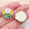 10 Pingente de Flor de Pérola Pintura a Óleo Oval de Alto Padrão Gotas de Óleo Aroma Suave Acessórios para Joias Brincos Pulseira DIY