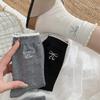 Calcetines de encaje con borde de burbujas y lazo para mujer, calcetines transpirables y absorbentes de sudor de media pantorrilla para mujer
