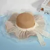 Sombrero de Paja Estilo Francés Ondulado para el Sol para Mujeres al Aire Libre en Verano, de Alta Gama, Ala Ancha, Lazo de Encaje, Protección Solar