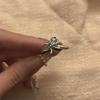 Anillo de lazo con diseño de nicho, personalidad abierta, avanzado, ajustable, anillo apilado de plata para mujer, dulce, fresco y frío