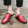 Zapatos de hombre de talla grande transfronterizos con puntera cerrada, medio cuero, con relieve de cocodrilo, sin tacón, moda coreana, pantuflas juveniles