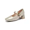 Zapatos Mary Jane Franceses Augushiden para Mujer 2026 Nuevo Otoño Tacón Grueso Correa Única Zapatos Muy Elegantes Zapatos Pequeños de Piel