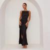 2025 Primavera e Verão Novo Vestido Feminino Sexy Sem Costas com Fenda e Comprimento Médio de Cor Pura Vestido Regata Sem Mangas para Mulheres