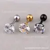 Pendientes Cruzados de Acero Inoxidable y Titanio con Zirconia Redonda AAA de 4 Garras y Bola Retorcida Pendientes de Tornillo para Hélice de Oreja de Moda Joyería para Mujeres