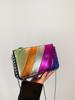 Bolso de Mujer Nuevo Estilo Transfronterizo Costuras en Bloque de Color Contraste de Color Moderno Bolso Cuadrado Pequeño Estilo Punk de Moda Cadena de Cuentas Bolso Bandolera de un Solo Hombro