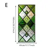 Película Electrostática Mate de Vidrio Coloreado, Translúcida y Opaca, Película para Ventana con Patrón Floral Geométrico Verde, Especialmente Diseñada para Baños
