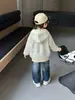 Cárdigan con capucha y cremallera a rayas azules para bebé niño, primavera y otoño, chaqueta casual de punto estilo coreano para niños, suéter de otoño para niños