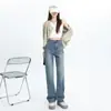 Jeans de pierna ancha de tiro alto para mujer, nuevo estilo 2026, adelgazantes y favorecedores para figuras tipo pera, con un corte de pierna recta, estrecho y con caída, tela delgada, disponibles para envío directo