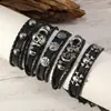 Pulsera popular de estilo punk exagerado para hombre, europea y americana, con accesorios de calavera y remaches, pulsera de conjunto multicapa