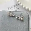 Pendientes de Plata de Ley S925 Exquisitos Versátiles de Alta Gama con Perlas y Circonitas Pendientes Elegantes de Lujo Ligero Pendientes Suaves Estilo Coreano para Mujer