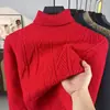 Suéter de lana para hombre, cuello alto, nuevo estilo de invierno, casual de alta gama, engrosado para abrigar, color liso, prenda base de punto