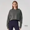 Sudadera con Capucha para Exteriores de Manga Larga Sólida Corta Moda Tendencia Cálida Ropa para Correr Entrenamiento Yoga Mujer