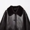Moda Europea y Americana Transfronteriza Aliexpress Venta Caliente Chaqueta Reversible de Cuero Sintético Doble Cara