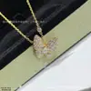 Colar Vanjia Borboleta Fantasma Totalmente Cravejado Estilo Celebridade da Internet Corrente de Clavícula com Franja de Ouro Rosa 18K de Alta Qualidade