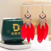 2026 Tus Pendientes Casuales de Plumas Tixi Estilo Étnico Retro Personalizado Accesorios de Cristal Joyería de Yunnan Al por Mayor