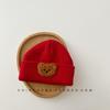 Gorro de lana para bebé de Corea del Sur, bonito gorro de punto cálido con diseño de oso rojo cibernético para niños de 0 a 1 años, moderno