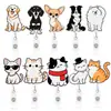 Clip de cocodrilo retráctil de gato y perro de dibujos animados acrílico soporte para gafete de fácil extracción clip retráctil regalo médico giratorio