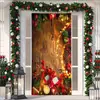 Cubierta de Puerta de Tela Elástica Cubierta de Puerta de Navidad Alegre Transfronteriza Tapiz Fondo de Tela de Regalo de Papá Noel para Fiesta Festiva