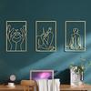 Pintura de parede de metal personalizada, decoração, arte, silhueta, linha do corpo feminino, pingente, decoração de parede, pintura dourada