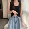 Camisole branco malha feminina verão estilo coreano interior curto slim olhar sem mangas top bonito volta exterior vestir all-match moda