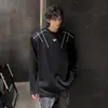 Moletom com Ombreira Pesada High Street Masculino 2025 Nova Marca Trendy de Alta Qualidade Modelo Street Bonito Veste Camiseta de Manga Longa