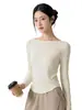 Ropa de Yoga Transpirable de Modal Manga Larga para Mujer Suave Cómoda Top de Fitness Ajustado Moldeador Camiseta Deportiva de Pilates