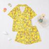 Conjunto de pijama infantil estampado para meninas de meia-idade, novo, para exportação transfronteiriça, ideal para todas as estações. Inclui shorts de manga curta, cardigã e muito mais.