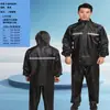 Conjunto impermeable de dos piezas de tela Oxford engrosada, impermeable y pantalón de lluvia, para repartidores, protección laboral y uso en obras de construcción.