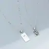 Colar de casal irrazoável para homens e mulheres, presente de amor à distância, pingente artístico para jovens, colar com texto em prata tailandesa antiga retrô