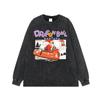 Tops de Cuello Redondo Estampados de Marca de Moda Europea y Americana Oversize para Hombre Camisetas de Manga Corta Lavadas Vintage para Hombre Manga Media