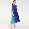 Novo Vestido da Coleção Primavera 2026 de Miyake, Cor Sólida Estilo Coreano, Slim Fit para o Dia a Dia, Com Color Blocking, Vestido Soltinho e Emagrecedor para Mulheres
