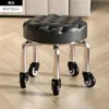 Banqueta Baixa Doméstica com Rodízios Giratórios, Banquinho Pequeno para Crianças Aprendendo a Andar, Banqueta para Manicure e Costura, Banquinho Pequeno