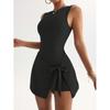 Vestido de Tênis Falso Duas Peças Anti-Exposição Justo, Emagrecedor, Alta Elasticidade, Fitness Casual, Lindo Vestido de Yoga com Costas
