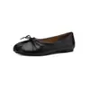 Zapatos Lindos de Piel de Oveja Lavada con Lazo y Punta Dividida 2026 Otoño Planos Redondos de Cuero Genuino de Cerdo Poco Profundos Mocasines para Mujer